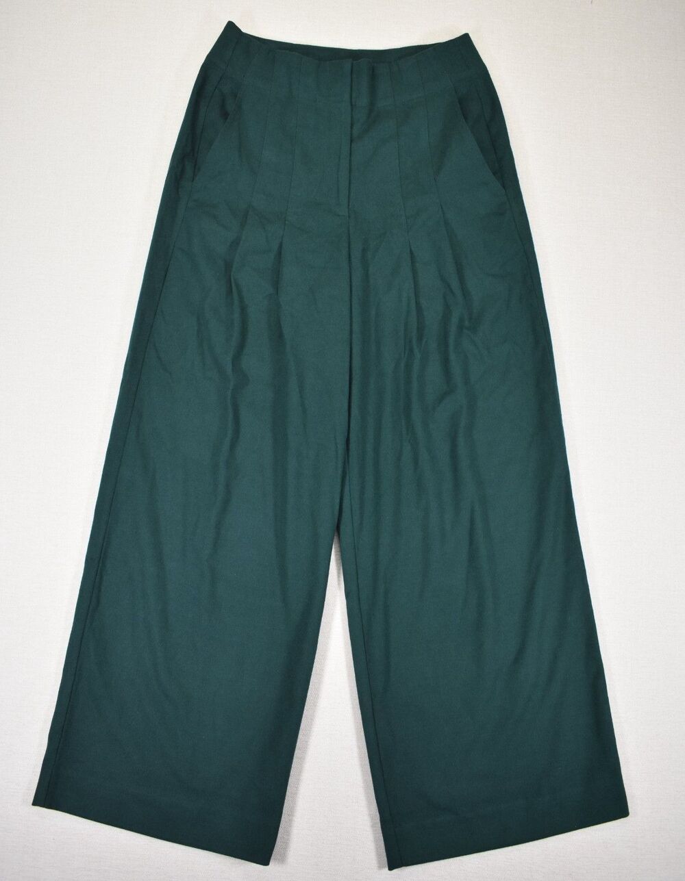 Banana Republic Pleated Wide Leg Pants Size 8 Emerald Green High Rise Trousers